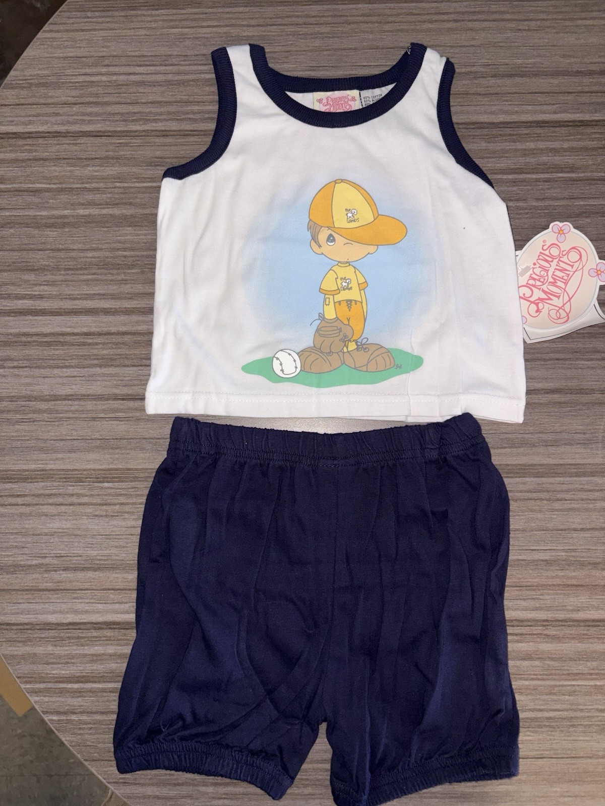 Vintage Precious Moments “No Games” Baseball Tank & Shorts Set – Size 24M – NWT