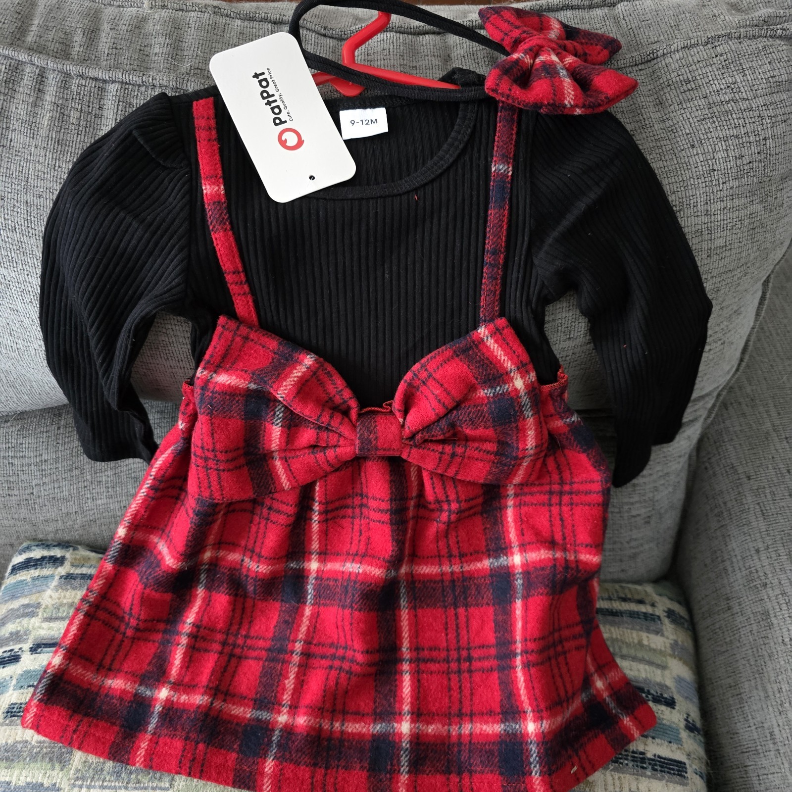 PatPat Baby Girl Christmas Outfit 9-12 Months With Headband