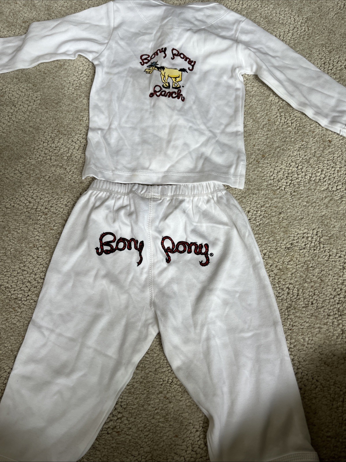 NWT – Bony Pony Malibu White 2 Piece Pony Logo Front Snap Shirt Elastic Pants