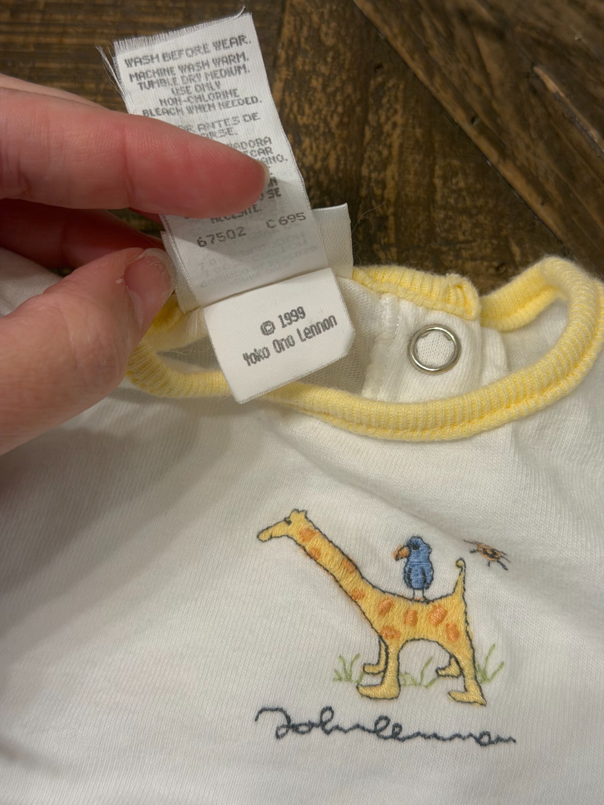 Vintage 1999 Carter’s Baby Layette 0-3 Month John Lennon Sleep Gown Giraffe Bird