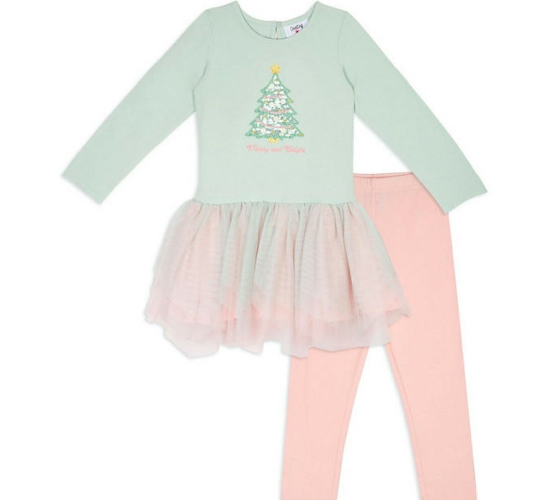 Counting Daisies Girl’s MERRY & BRIGHT Christmas Tutu Tunic & Legging Set-5T