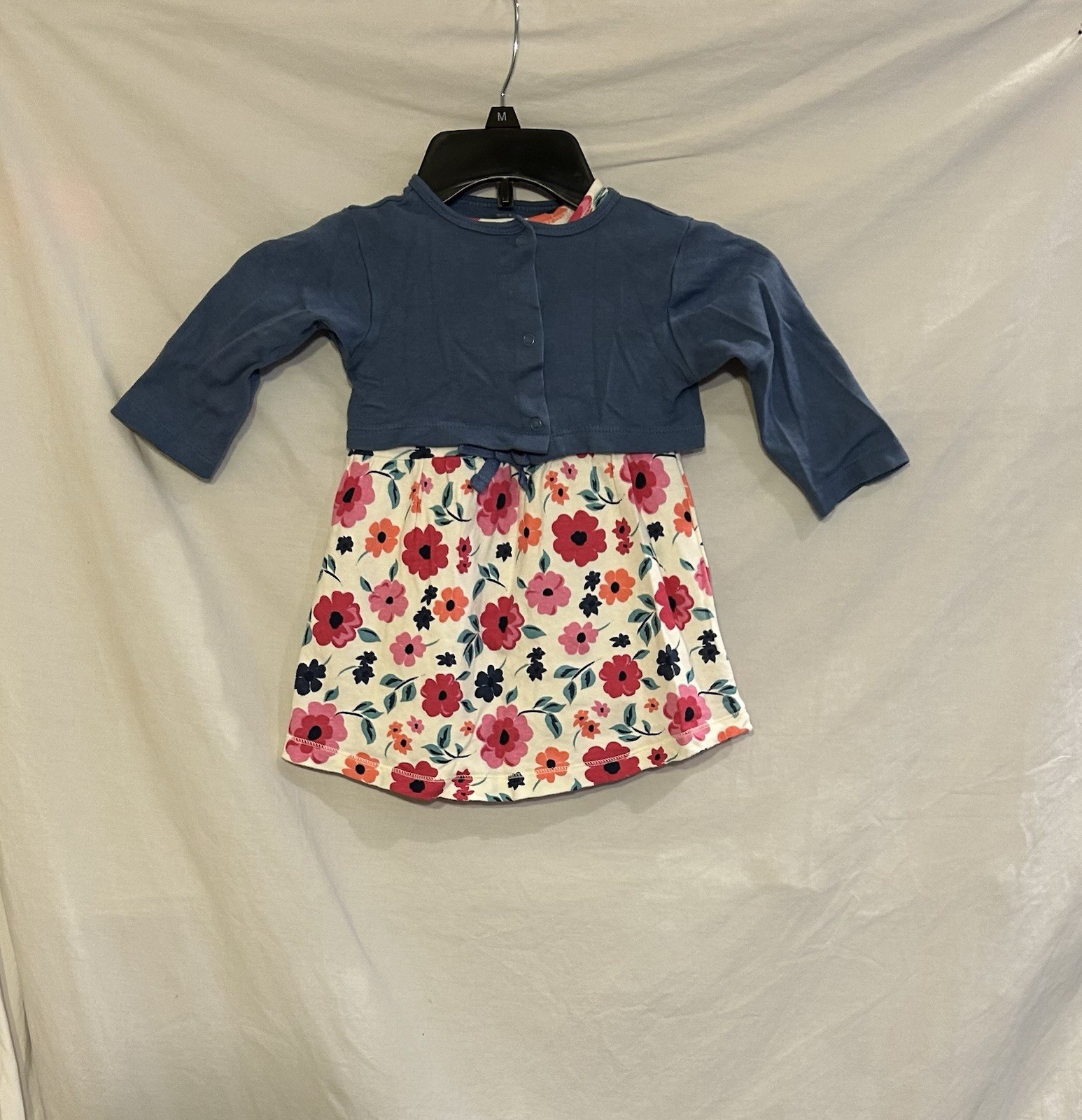 Touched By Nature Girls 18 Months 2 Pc Floral Short Sleeve Dress Sweater Organic