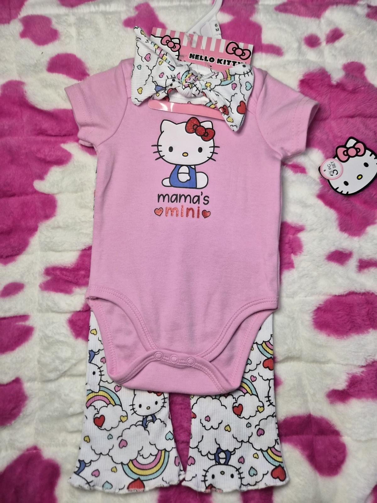 6 Months Hello Kitty “Mama’s Mini” 3-Piece Outfit Set – New, See Description