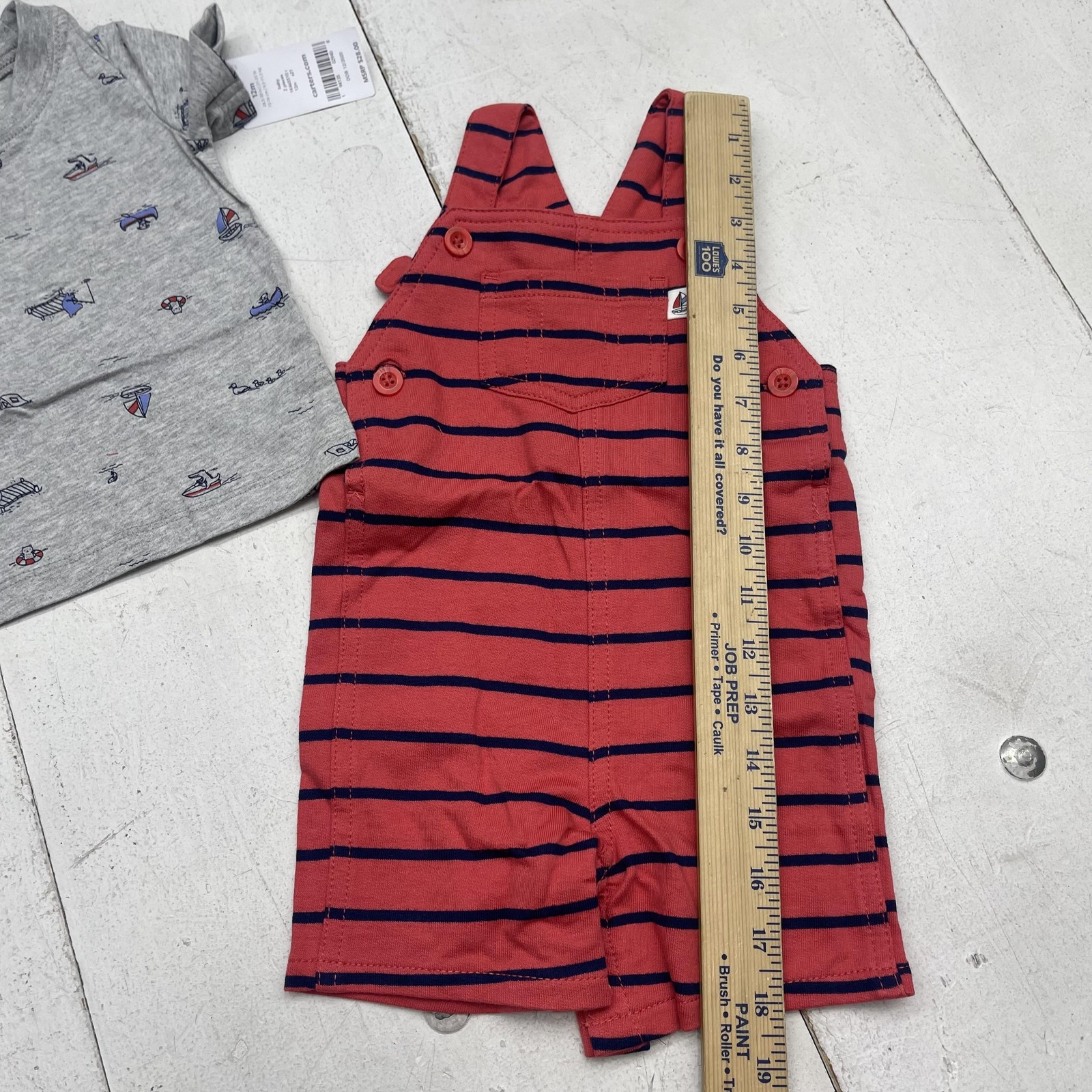 Carter’s Outfit Set Baby Boys 9-12M Red Shortalls Nautical Sailboat 2 Piece
