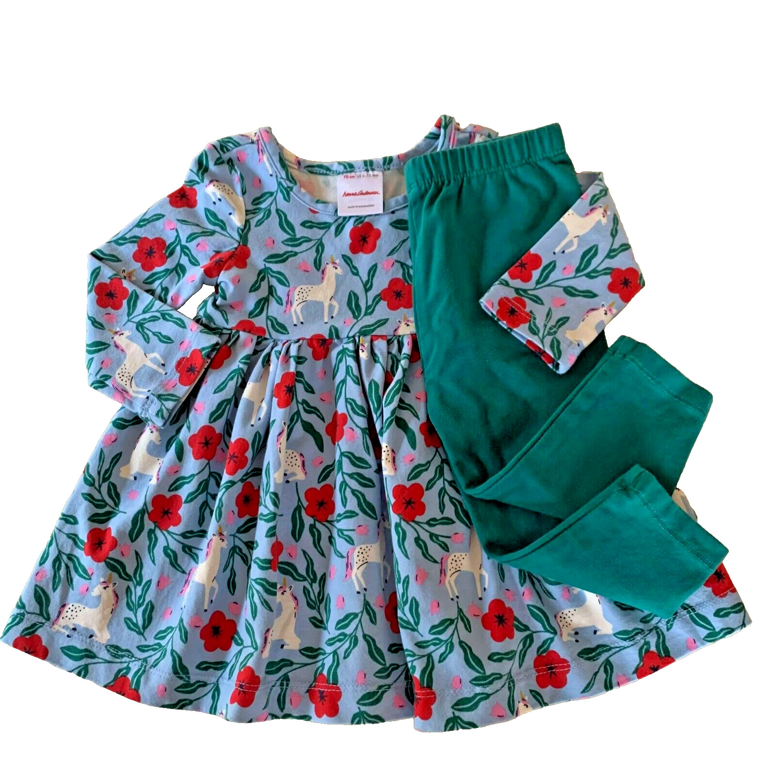 Hanna Andersson Unicorn Skater Dress & Leggings Set. Size 6–12 Months, 70 cm