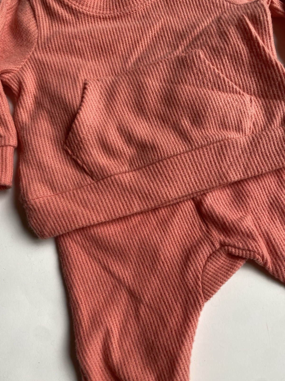 Cat & Jack Outfit Girls NB Newborn Orange 2 Piece Set Waffle Knit New