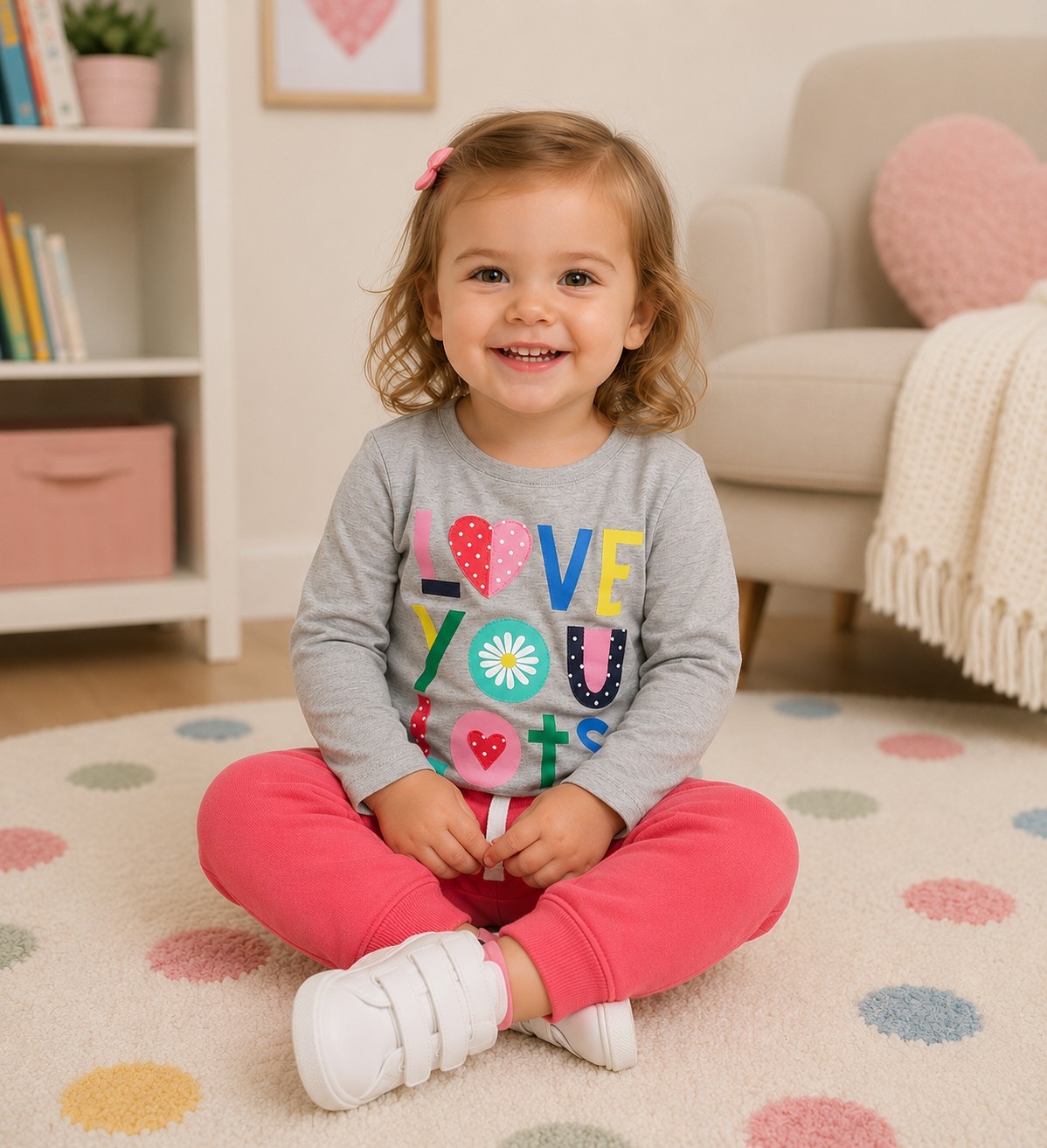 Carter’s Toddler Girls’ 2 Piece Love You Top & Red Joggers Set 2T