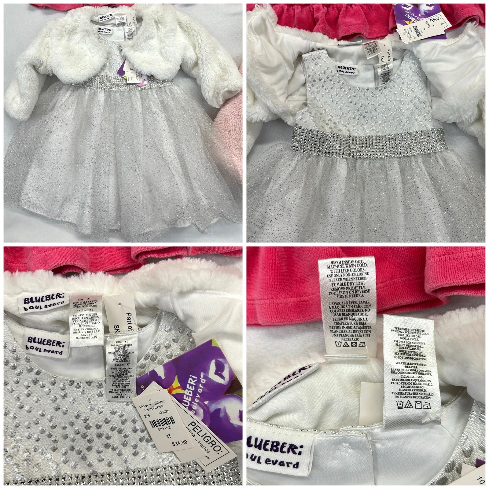 Baby Girls 5pc Lot 3T Dress Jacket Osh Kosh BONNIE JEAN USA Little Me BLUEBERI
