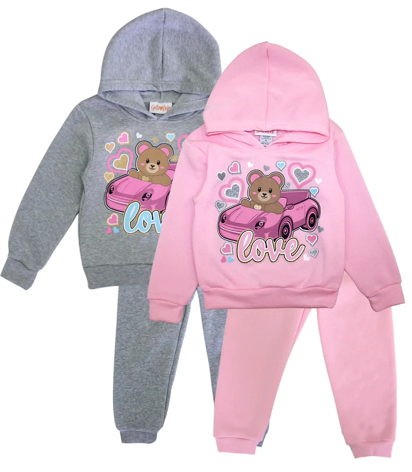 3-Pack Outfit Set Girls Toddlers 2 Piece Fleece Hoodie Sweater and Joggers Pants
