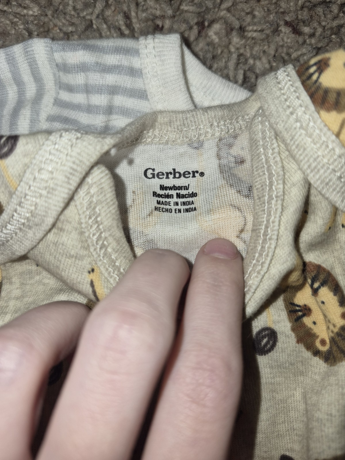 Gerber Newborn 3 Piece Lion Animal Print Outfit Set Bodysuit Cardigan Socks