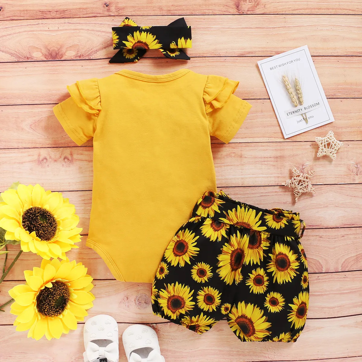 Girls Sunflower Floral Clothing Set (Size 6-12 months) 1st Birthday – NEW US