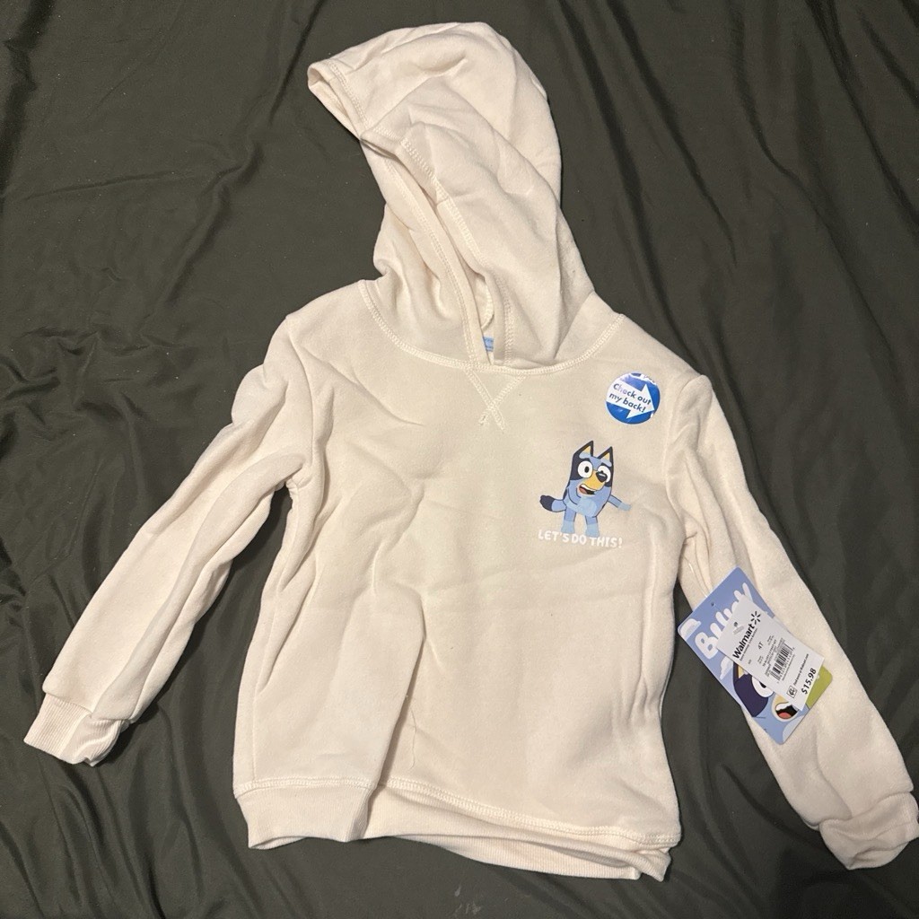 Bluey 2-Piece Hoodie & Jogger Pants Set Fleece Cotton Graphic White/Blue 4T