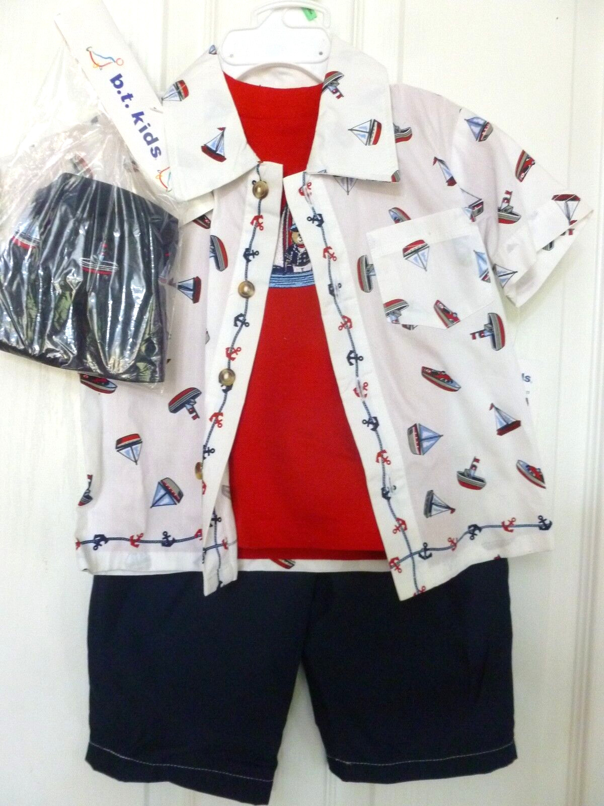 B.T. KIDS BOYS 4pc Set, Pants, Hat, T-Shirt, Button-Up Shirt, Size 18 mth NWT