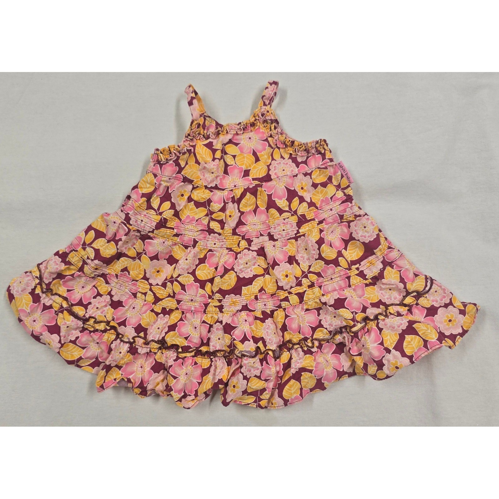 Carters Gap Baby Girls 12M 3PC Floral Tiered Ruffle Dress Bloomers Sandals Set