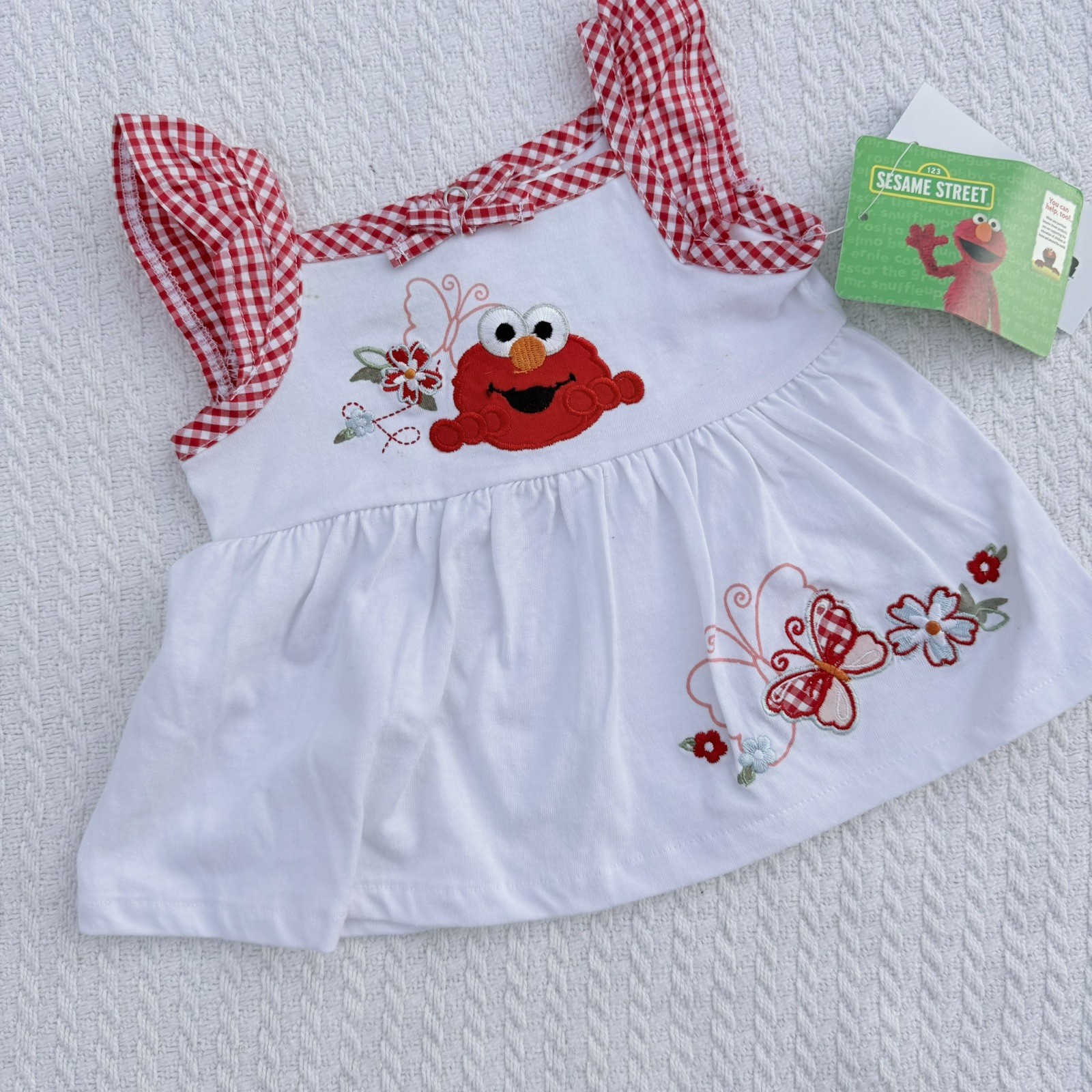 RARE NWT Vintage Y2k Sesame Street Elmo Girls 0-3M Shirt and Short Outfit