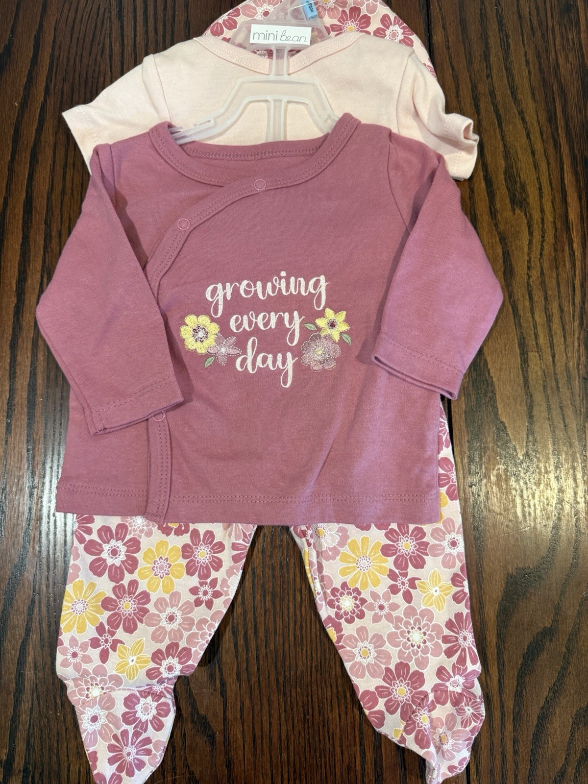 MiniBean 4 Pc Hearts Made with Love Set 3-6 Mos Pink Prints