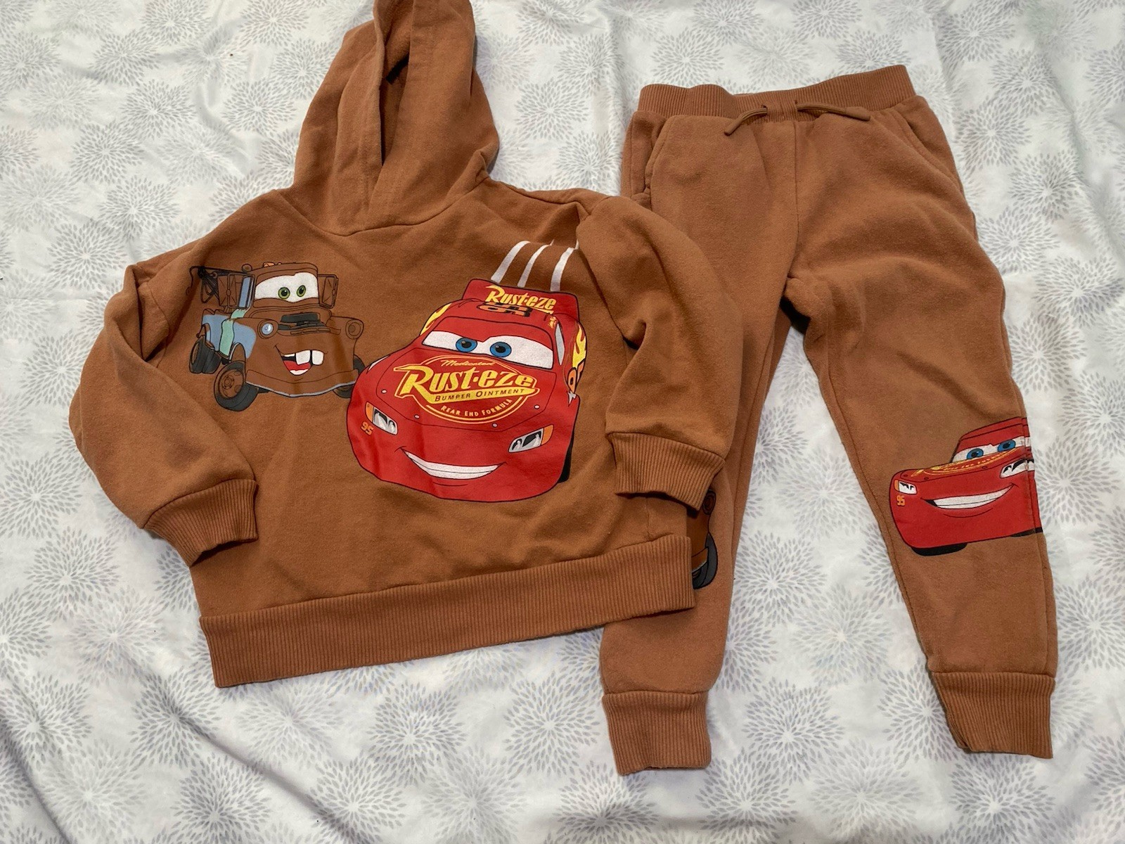 Disney Pixar Cars Boys 2pc Fleece Hoodie & Jogger Pants Set Brown 4T
