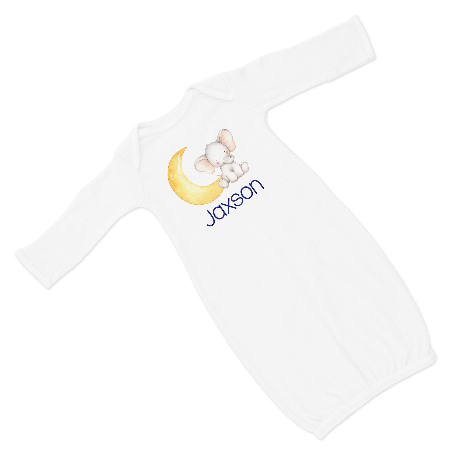 Baby Boy Personalized Moon Stars Elephant VS2 Gown Coming Home Outfit