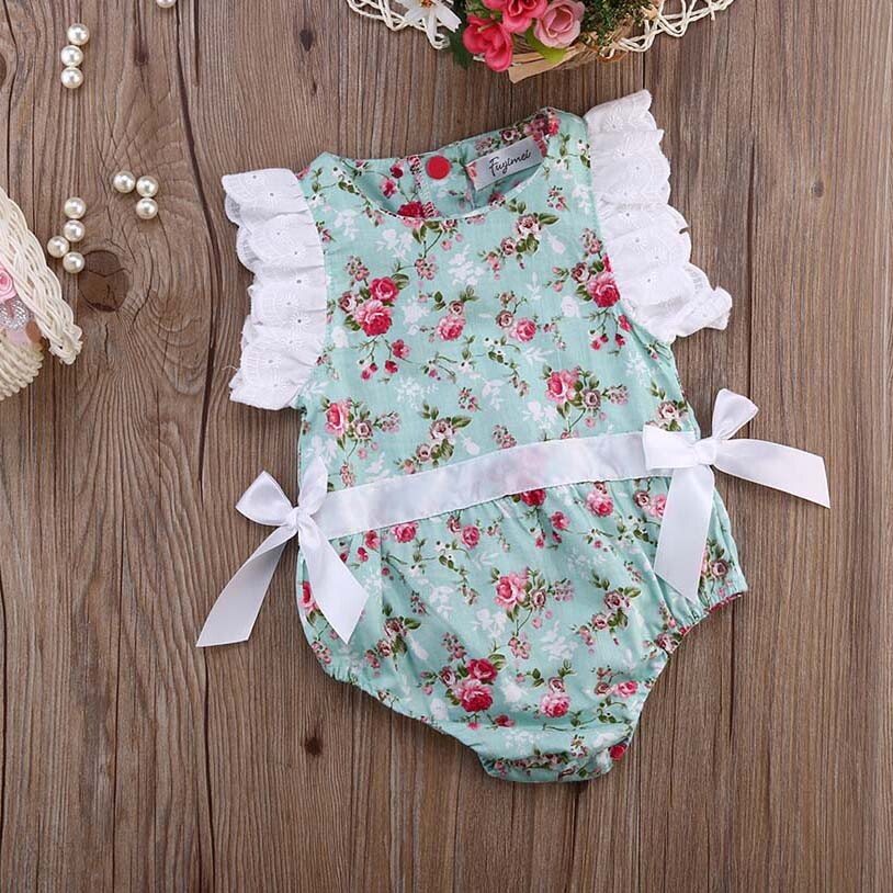 Newborn Baby Girl Ruffle Sleeveless Lace Vest Tops Outfit Set Summer Clothes