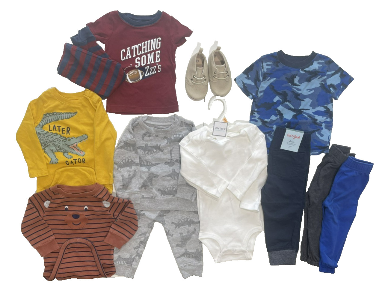 Baby Boys 12 Months + 18 mo pants shoes Clothing Bundle Variety Lot 13 Pieces