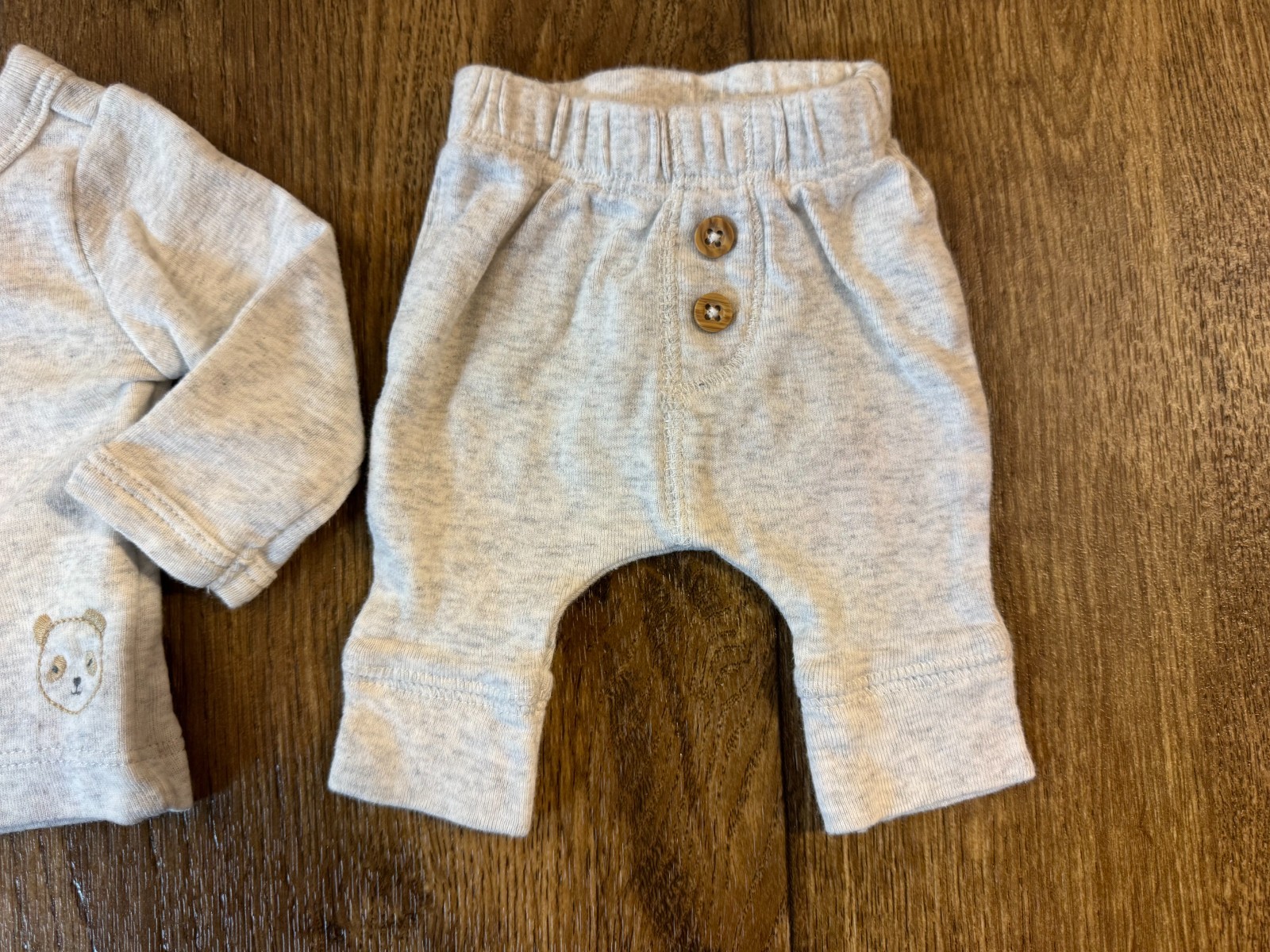 Child of Mine Preemie Baby Boy Gender Neutral Shirt Pants Beige Bear Outfit Set