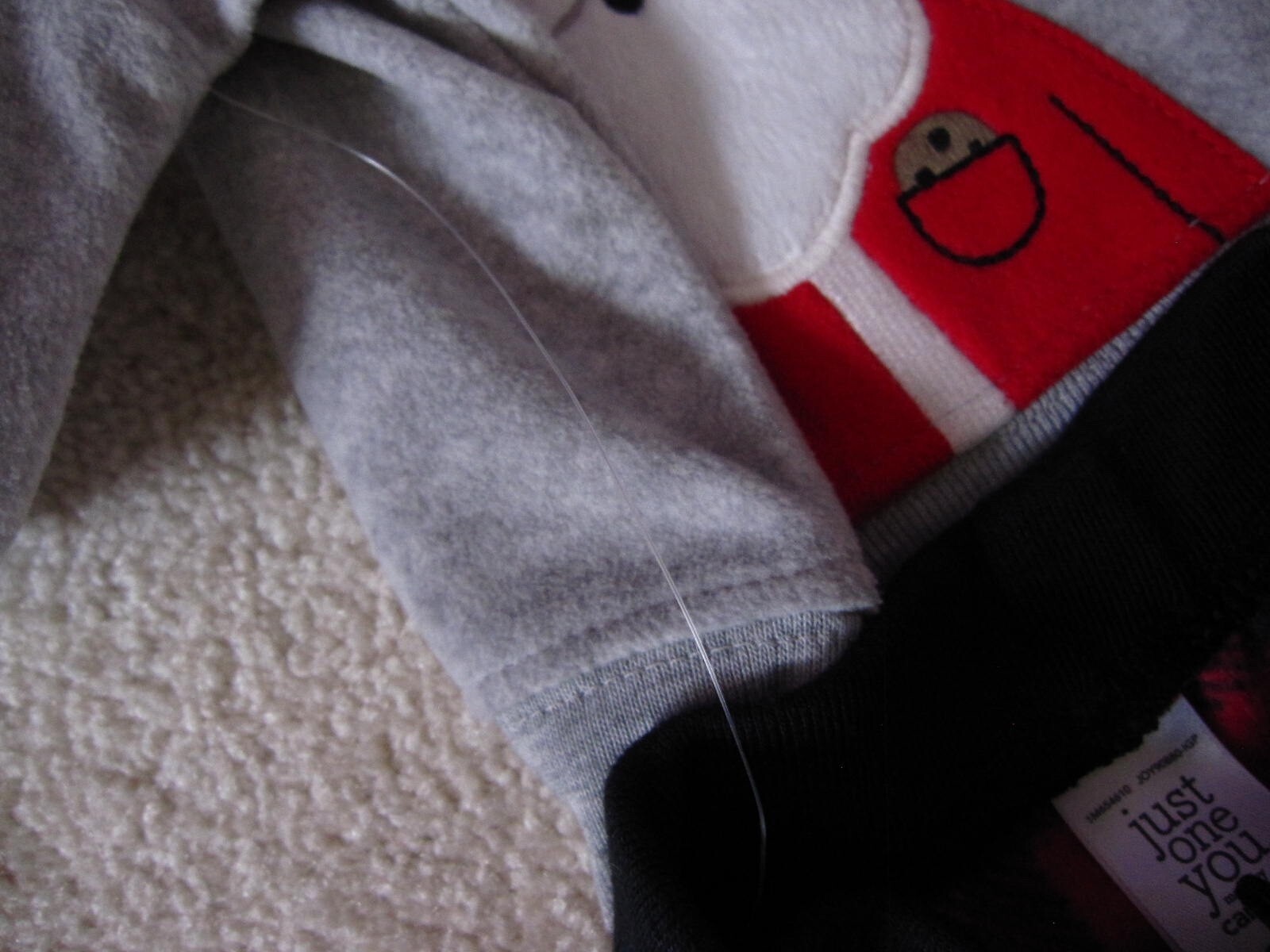 Carters 3 Month baby outfit set Santa checkered pants sweatshirt red black gray