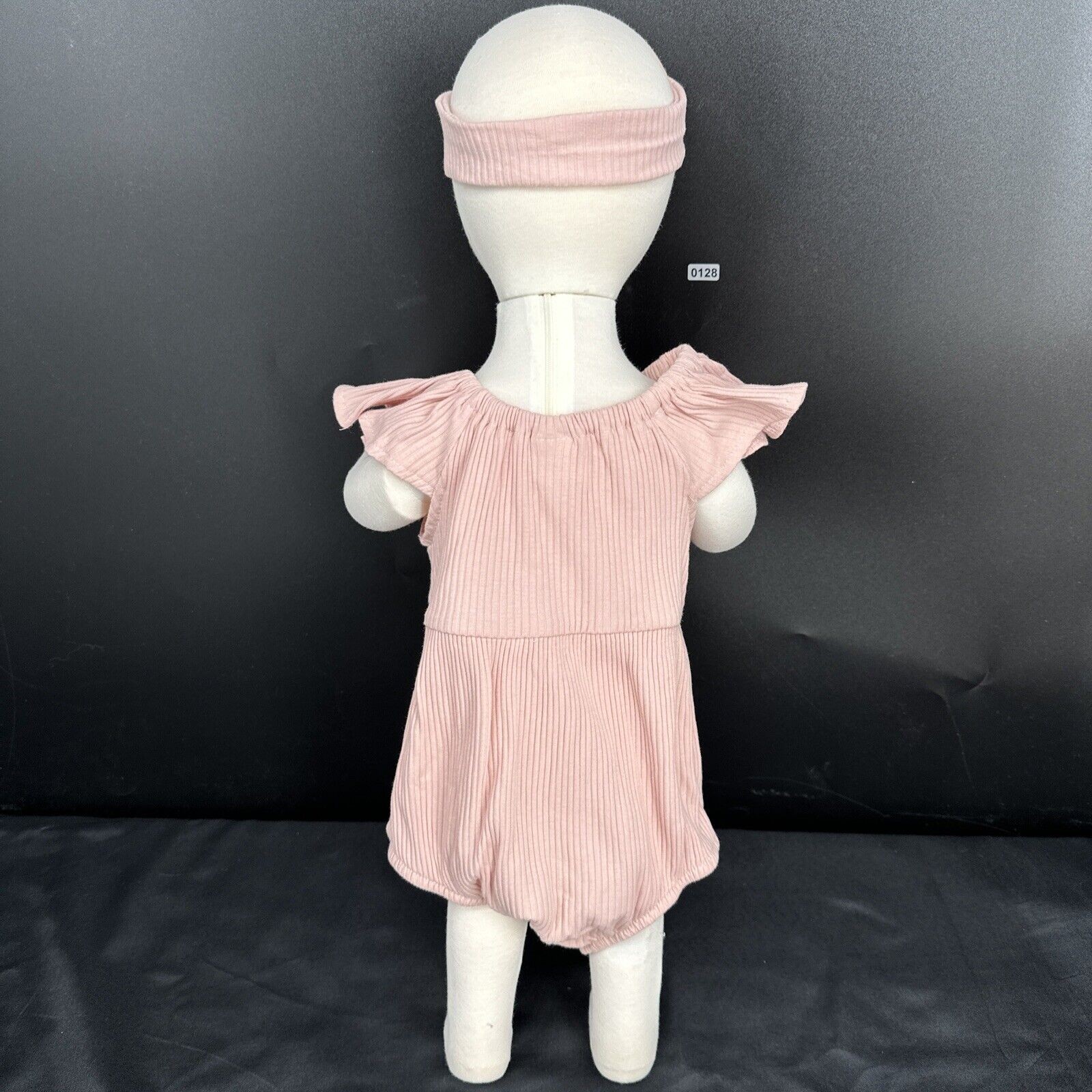 3-6 Month Infant Romper With Lace & Matching Headband