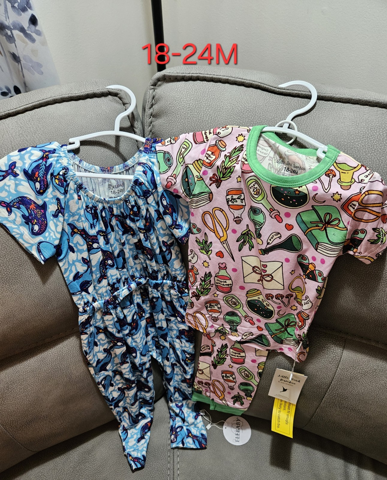 2pc 18-24M Bamboo Sets Romper/Short Sleeve & Long Pants