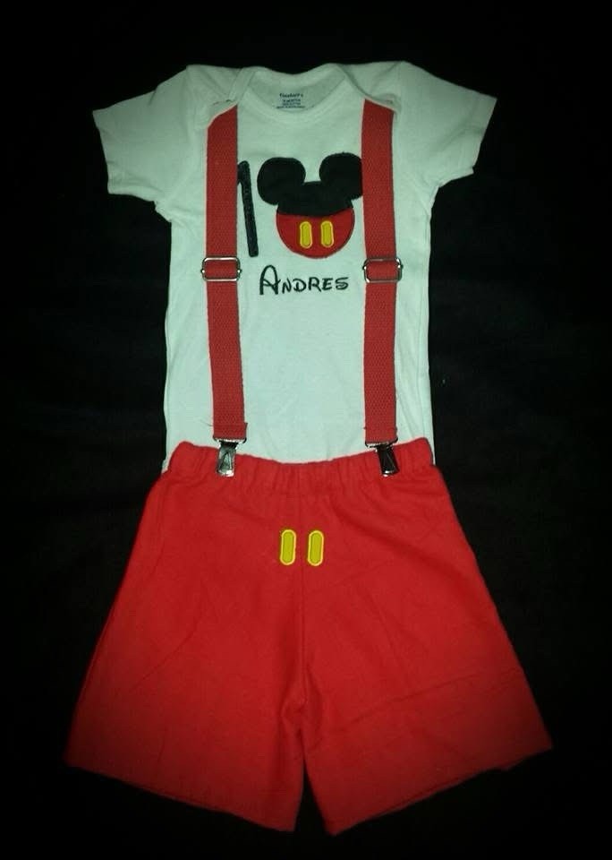 Mickey Mouse birthday Outfit Bodysuit Shorts Red customized