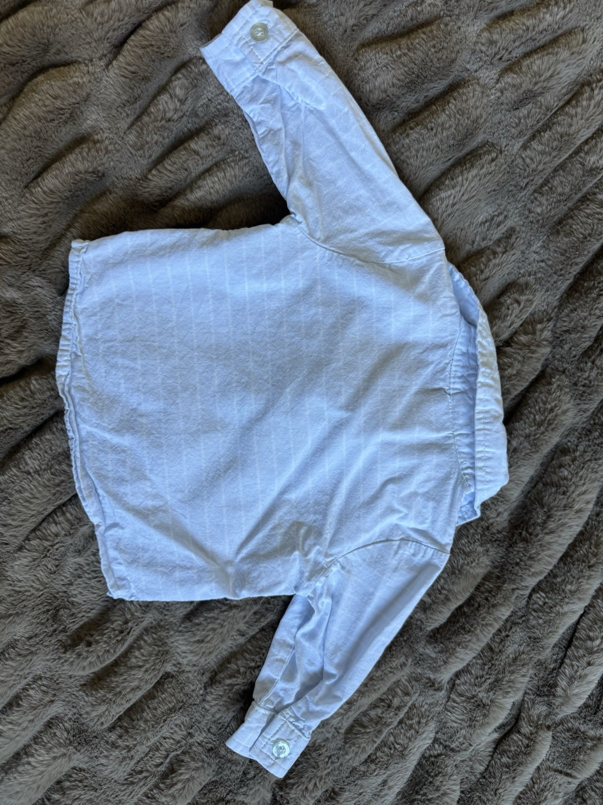 Little Lad Dress Shirt and Plaid Vest Set White Blue 2 Piece Boys 3/6M Cotton