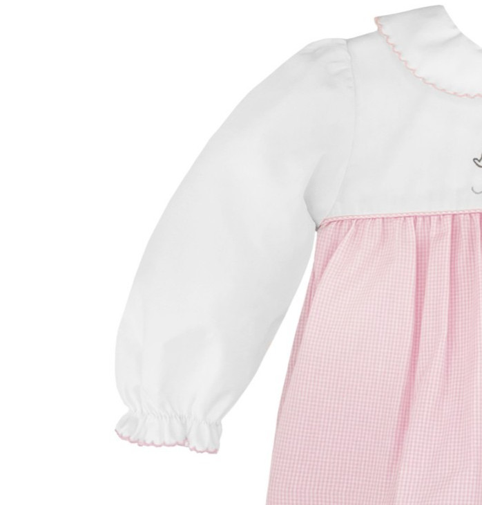 NWT Petit Ami Pink Noah’s Ark Longall Romper Baby Girls 6M 6 Months Gingham