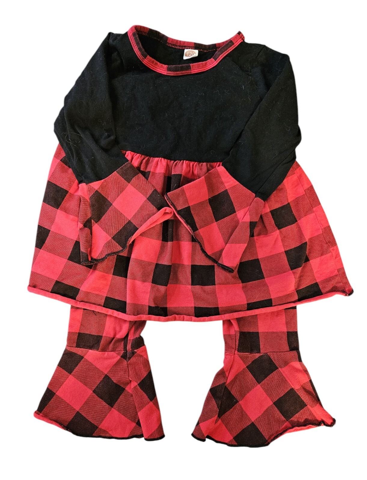 Girls 2 pc Red & Black Checkered Set – Size 5-6 years (120)