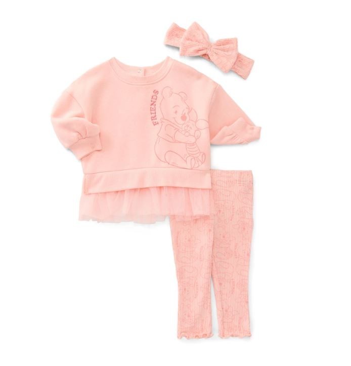 Winnie the Pooh Baby Girls Tulle Sweatshirt & Printed Leggings w/Bow 3pc 24 Mth