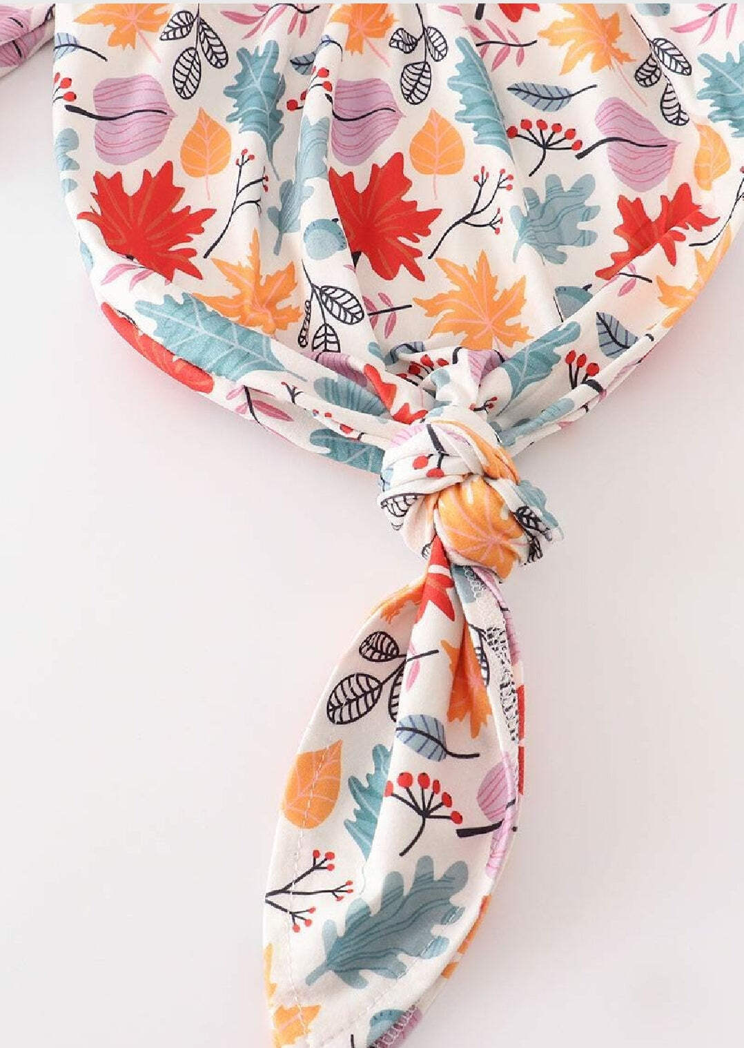 Girl’s Boutique Red Fall Leaf Floral Print Bamboo Baby Knot One Piece Outfit