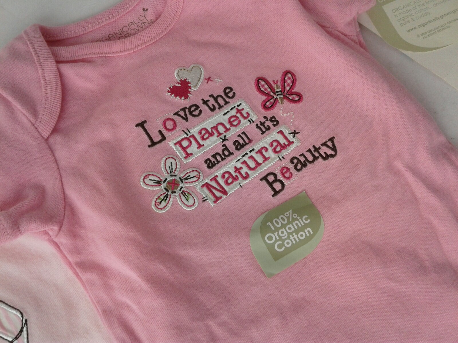 3-Organically Grown Baby Girl 6M Pink Bodysuits Organic Cotton