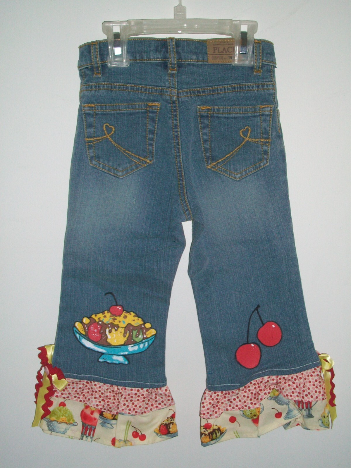Girl’s CHILDREN’S PLACE Custom Dress & Painted Jeans – Ice Cream – Sz 4T – EUC
