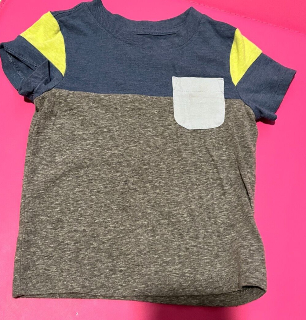 CAT & JACK-Boys Infants 12M 2Pcs Shorts Outfit Color Block Shirt Cuffed Shorts