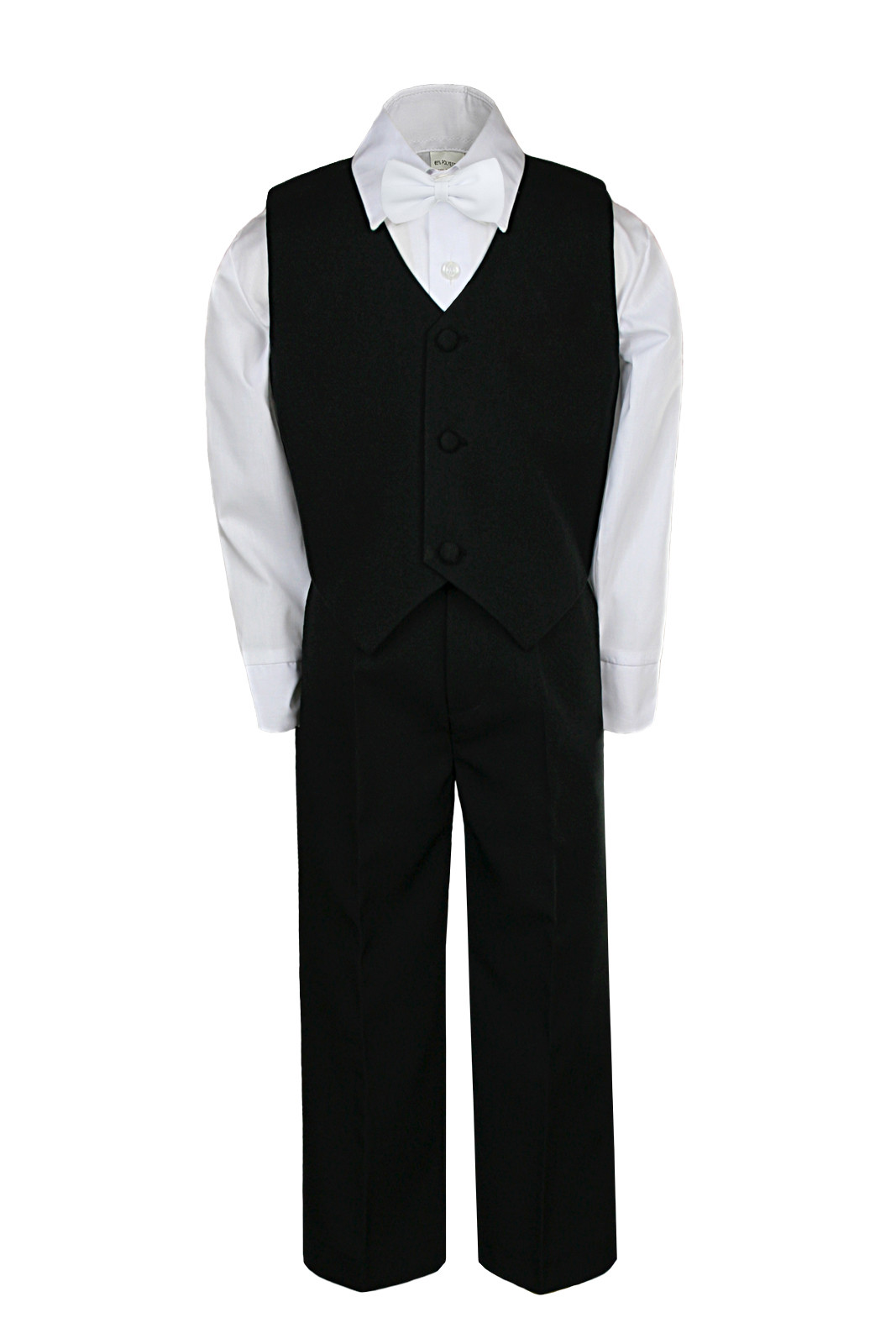 4pc Black White Toddler Boy Wedding Formal Party Bow tie Necktie Vest Suit Sm-20