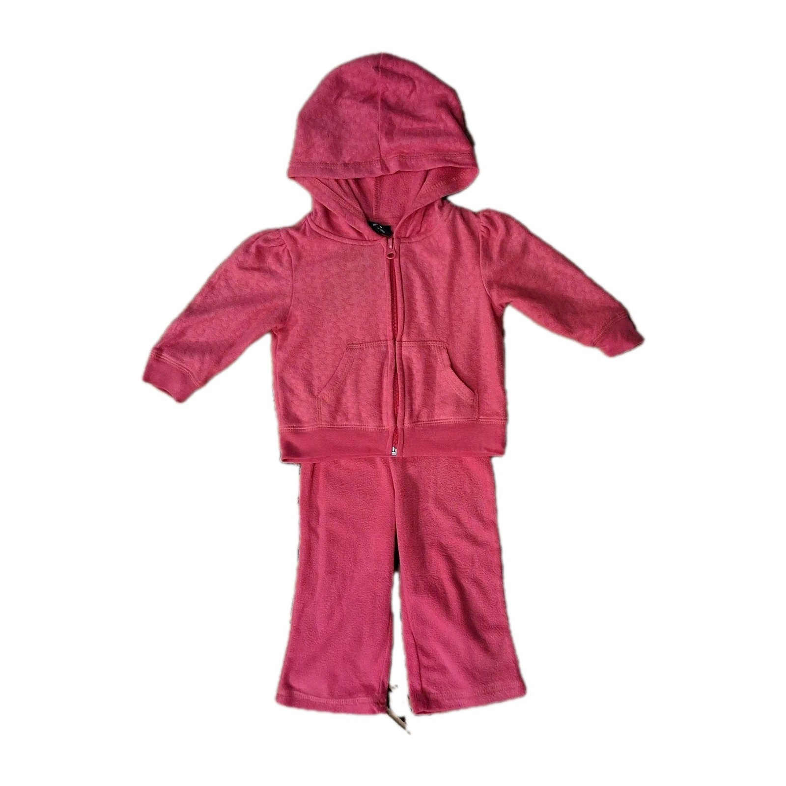 Faded Glory Pink 2-piece Pant Suit Full-zip Hooded Jacket; 12 mo