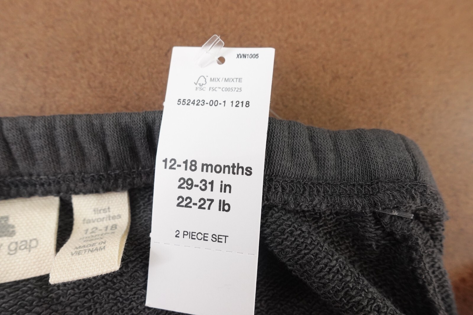 Gap Baby 12-18 Months Gray Brannan Bear Two-Piece Hooded Outfit Short Set NWT