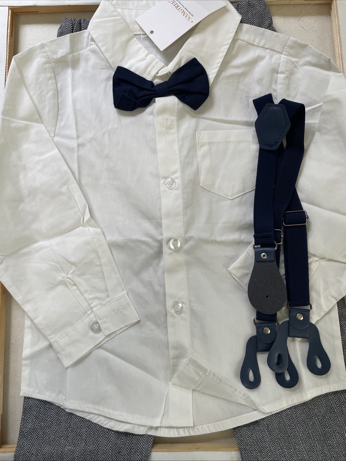 Sangtree Baby Boy Long Sleeve Dress Shirt W/Suspender Pants Set 12 -18 Month NWT