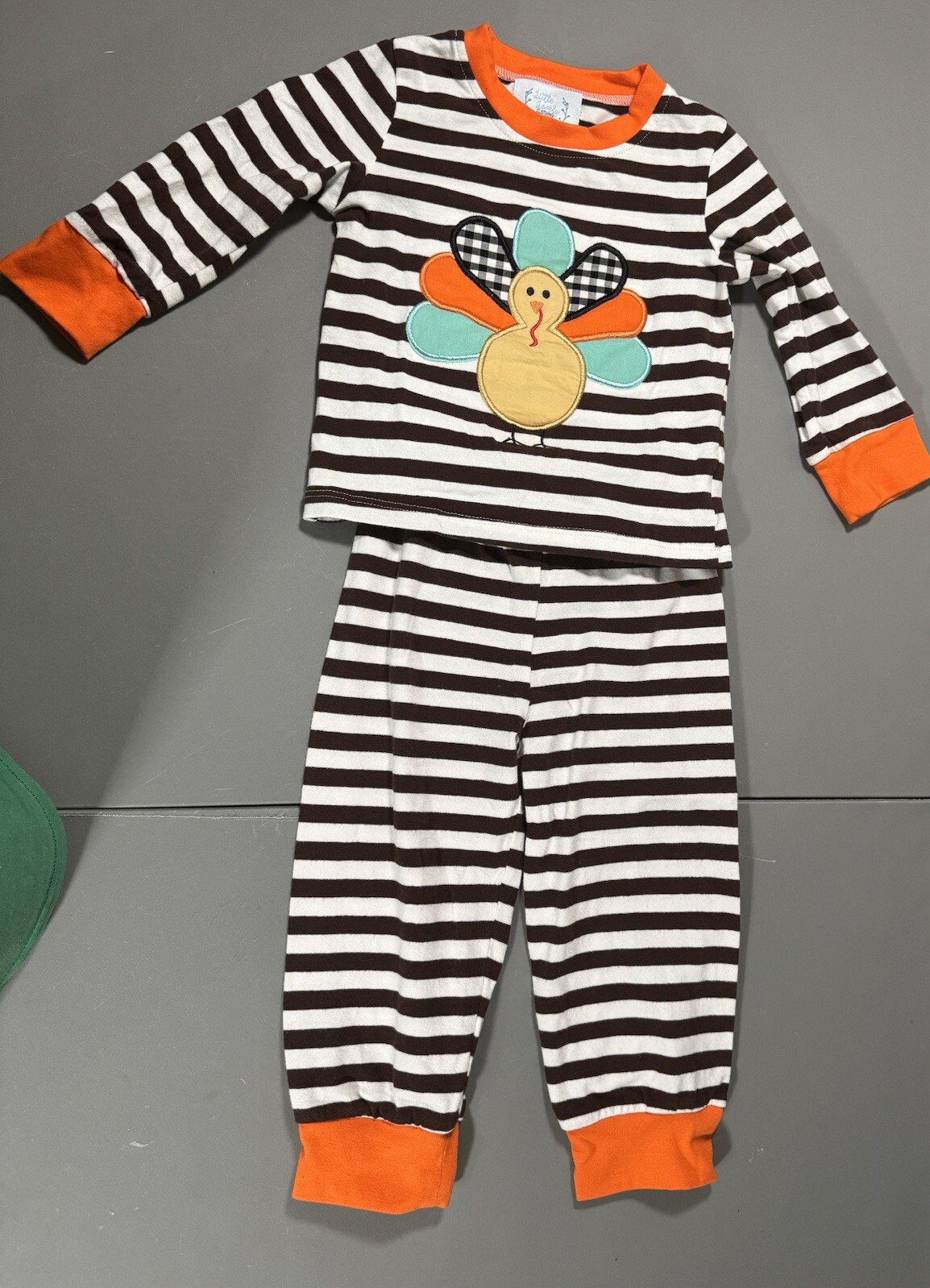 Thanksgiving Turkey Striped 6-12 Mo 2 Piece Set Gobble Gobble Appliqué Boutique
