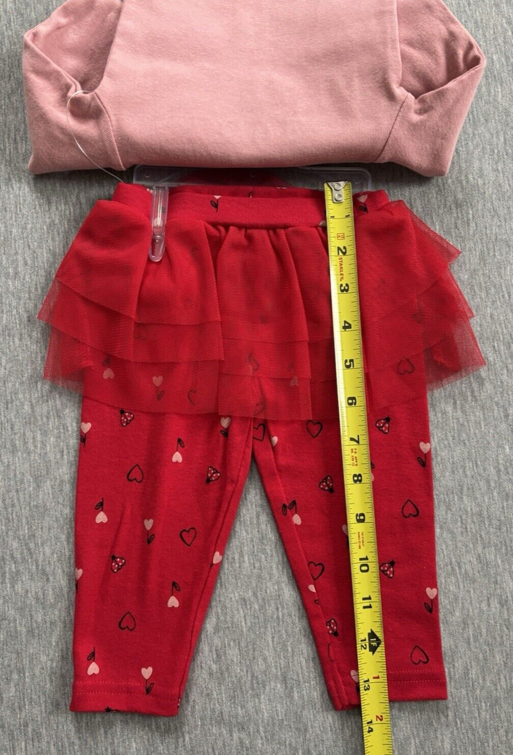 Carters Valentine’s Day (Girls 6M) 2-Piece Pink Bodysuit & Red Tutu Pants Set