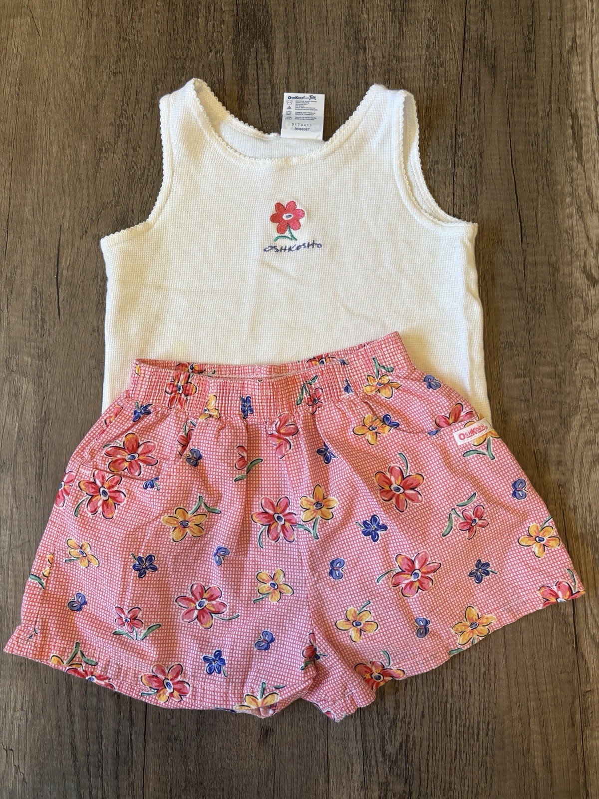 Vintage 90s 2000s Y2K Oshkosh B’Gosh Toddler Summer Outfit Set Shorts Floral 4T