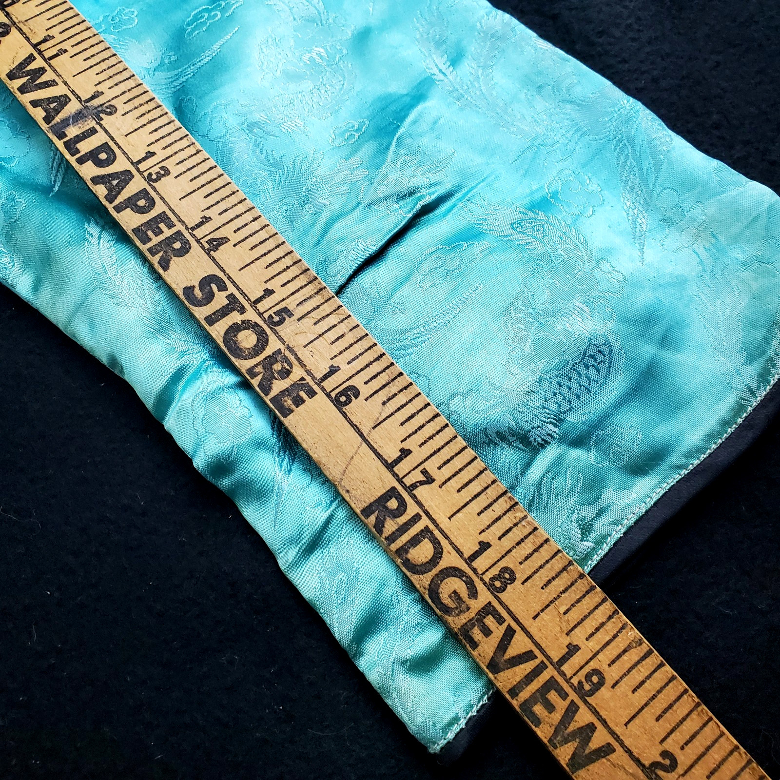Vintage Child Asian Silk Satin Outfit Top Pants Turquoise Dragon Set Stained