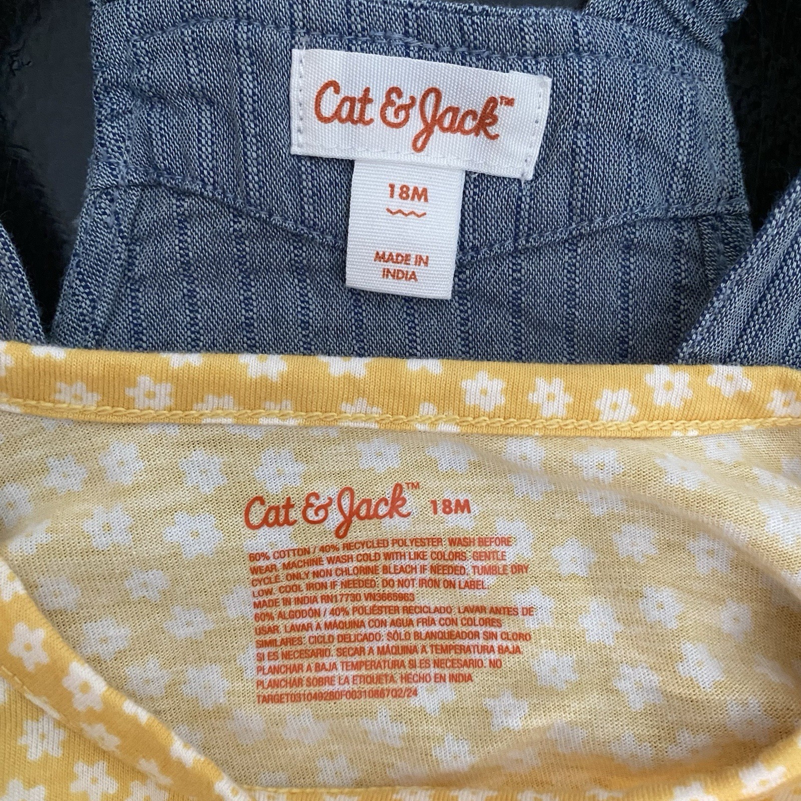 Cat & Jack Baby Girl Skirtall Set 18M Chambray Jumper Dress Yellow Daisy Shirt
