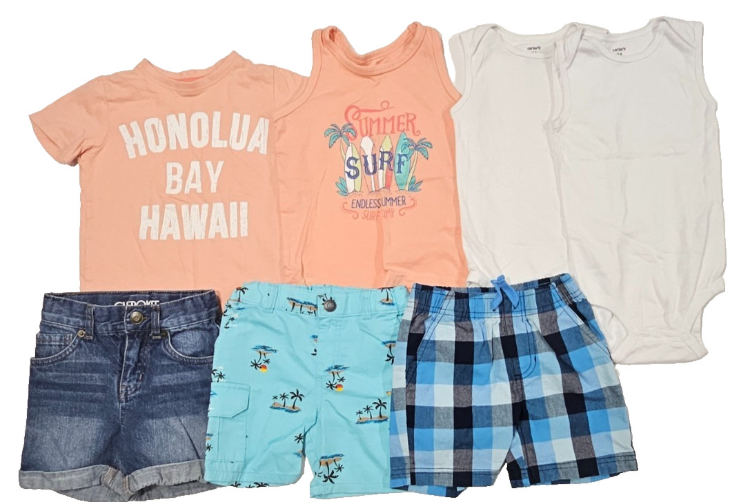 Toddler 2T Bundle – 7pc Shorts & Tops + Bodysuits (Mixed Brands)