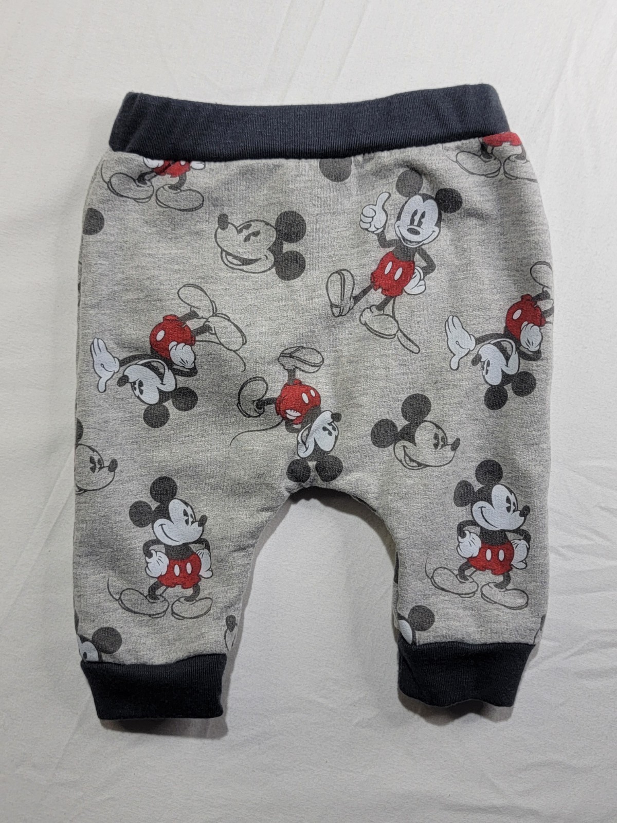 Disney Baby Mickey Mouse 2 Piece Outfit Set Newborn Gray Fleece Sweatshirt Pants