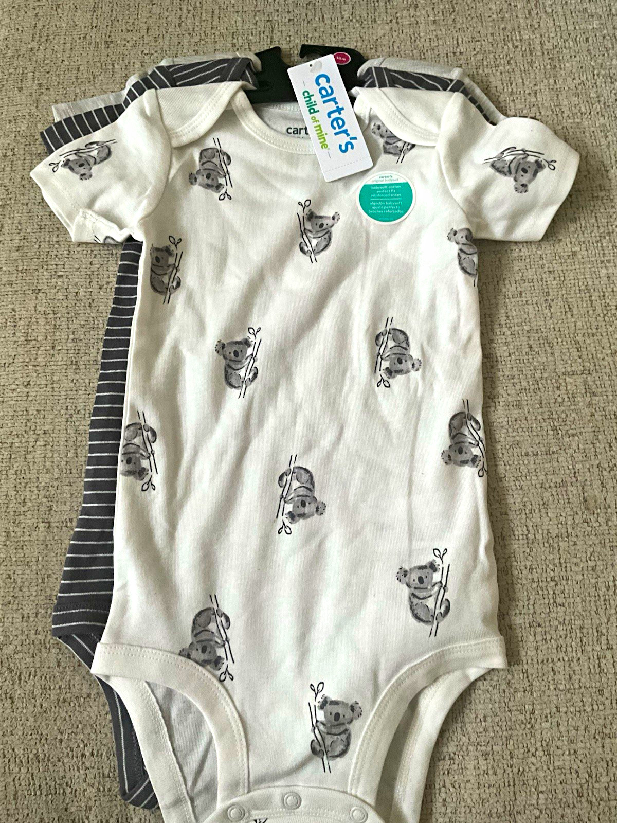 Carter’s 18M 3pc Bodysuit & Pants Set Koala White/Gray Cotton Jersey