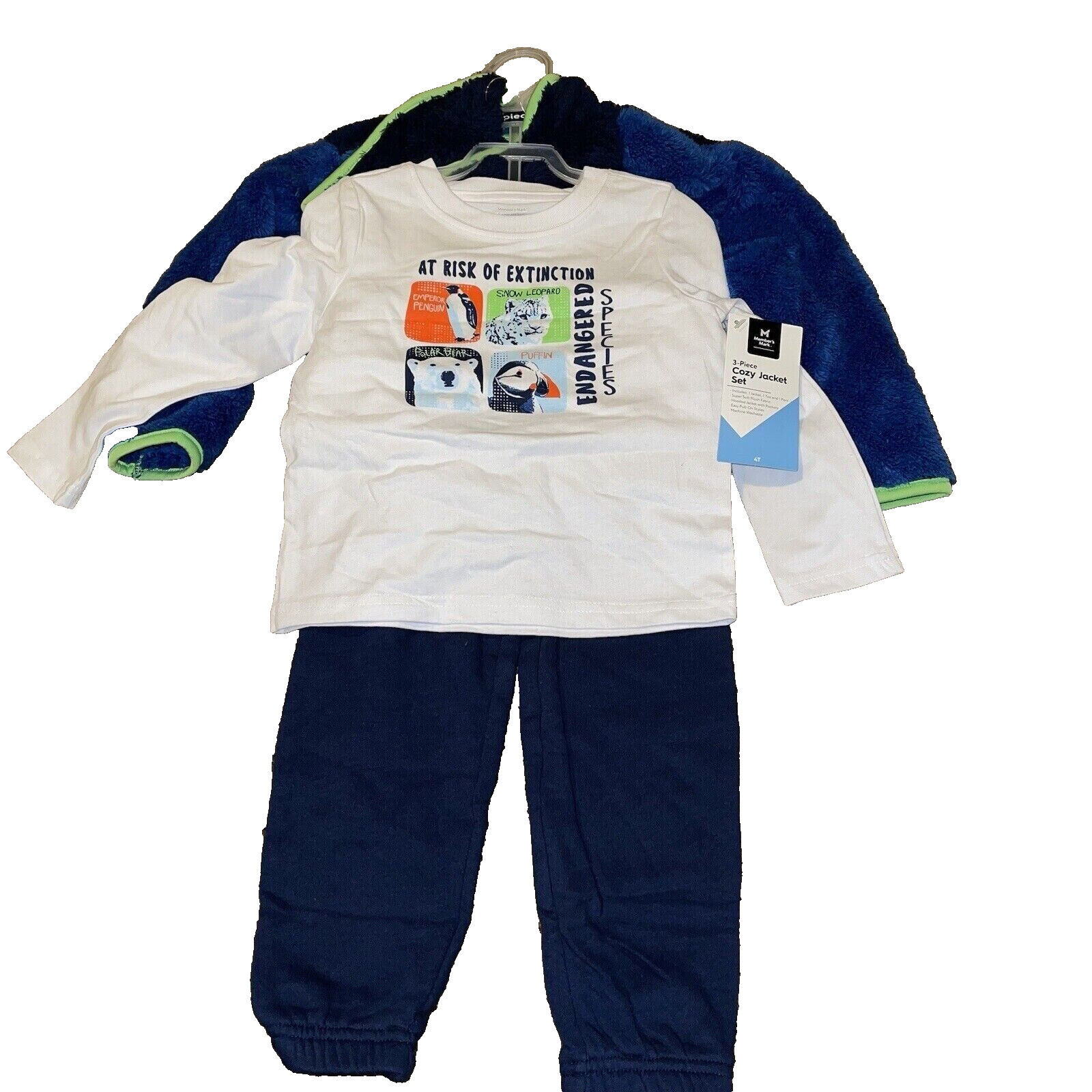 NWT Boys MEMBERS MARK 3 Piece Cozy Jacket Set Size 2T